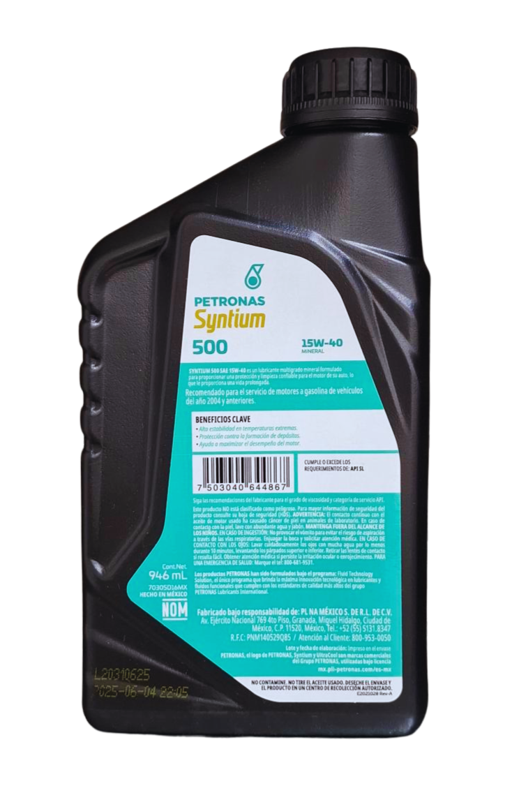 Aceite PETRONAS Syntium 500 AM 15W-40 SP 946mL