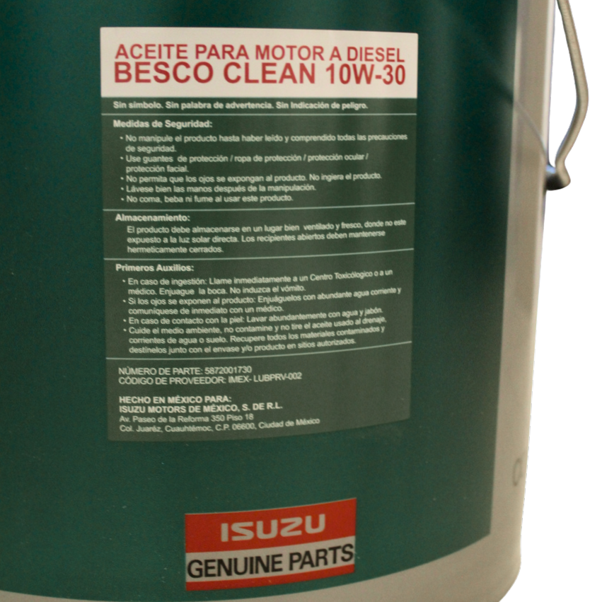 Foto de CUBETA DE ACEITE BESCO CLEAR OIL 10W30  19 LTS - 4